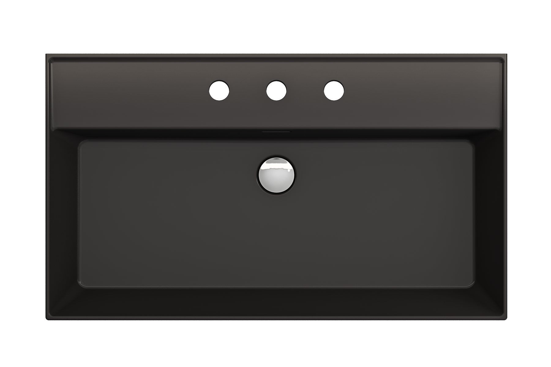 BOCCHI Milano 32" Rectangle Wallmount Fireclay Bathroom Sink, Matte Black, 3 Faucet Hole, 1377-004-0127