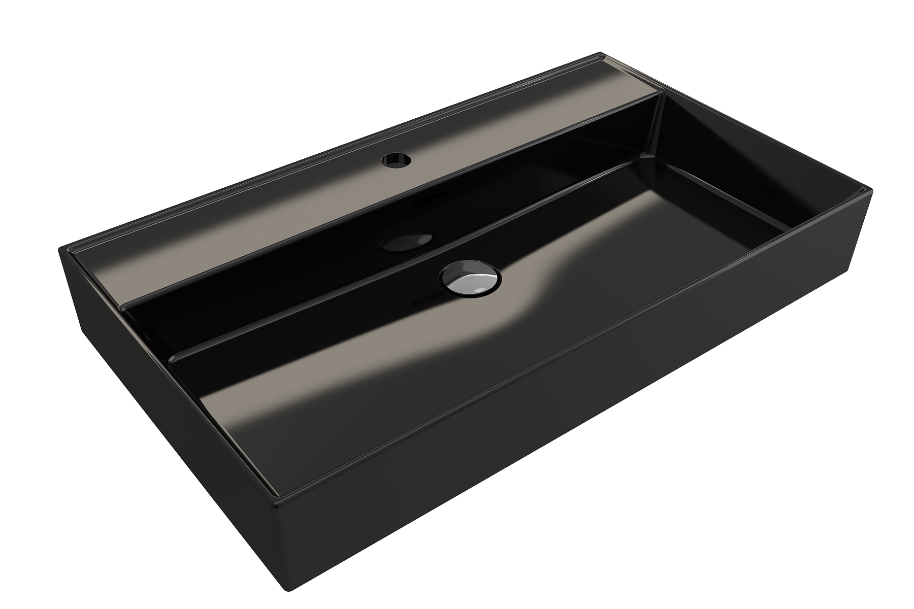 BOCCHI Milano 32" Rectangle Wallmount Fireclay Bathroom Sink, Black, Single Faucet Hole, 1377-005-0126