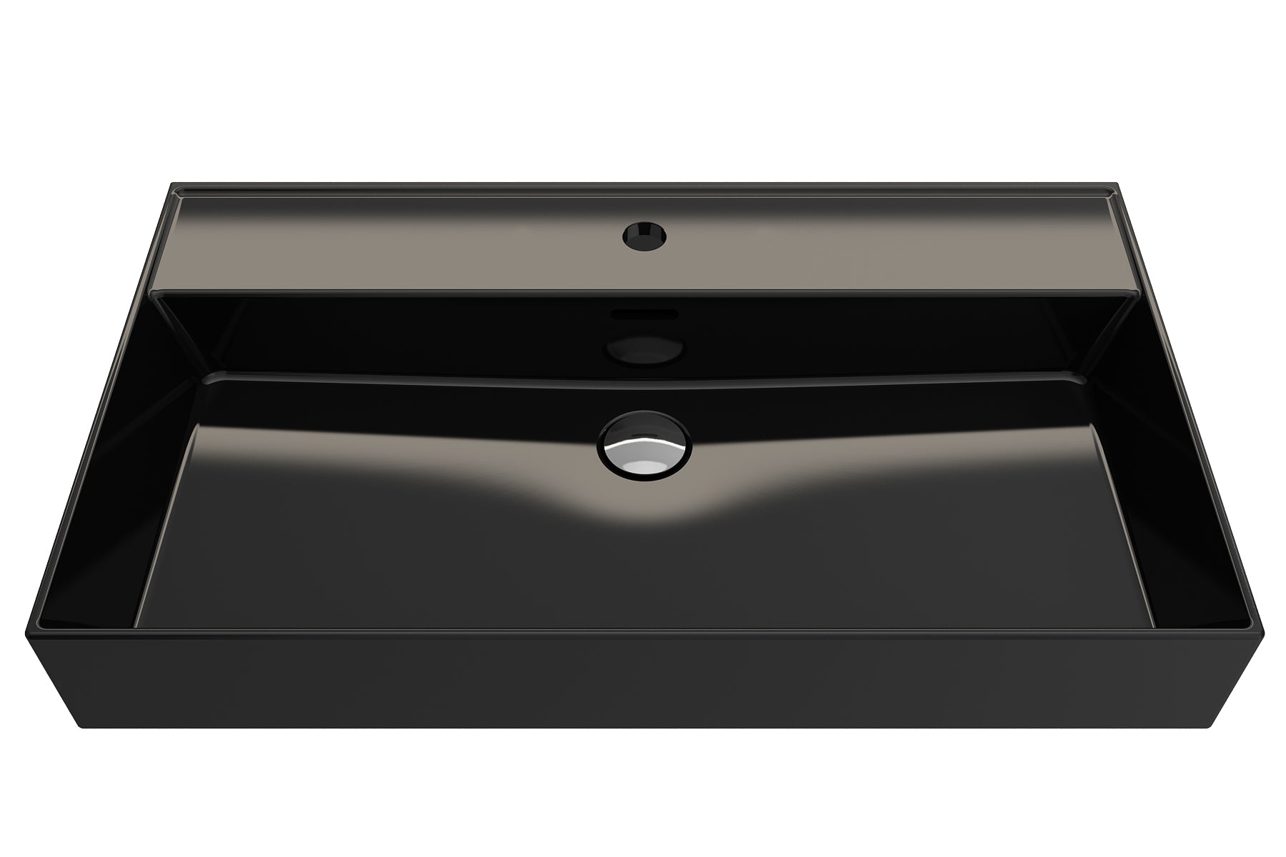 BOCCHI Milano 32" Rectangle Wallmount Fireclay Bathroom Sink, Black, Single Faucet Hole, 1377-005-0126
