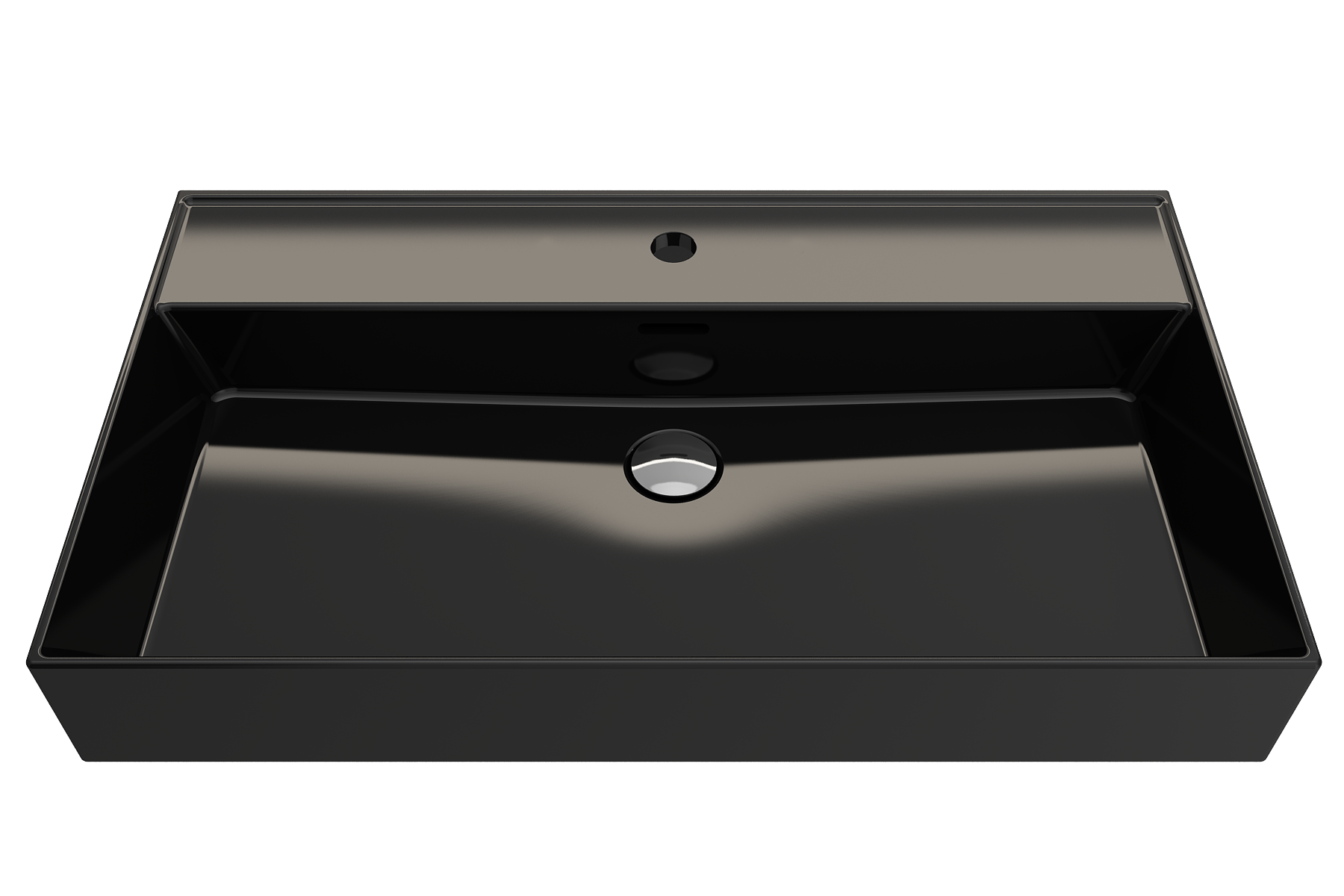 BOCCHI Milano 32" Rectangle Wallmount Fireclay Bathroom Sink, Black, Single Faucet Hole, 1377-005-0126