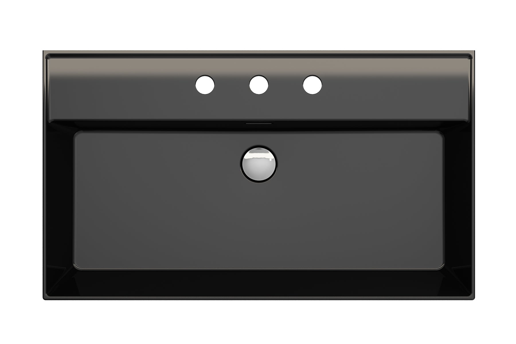 BOCCHI Milano 32" Rectangle Wallmount Fireclay Bathroom Sink, Black, 3 Faucet Hole, 1377-005-0127