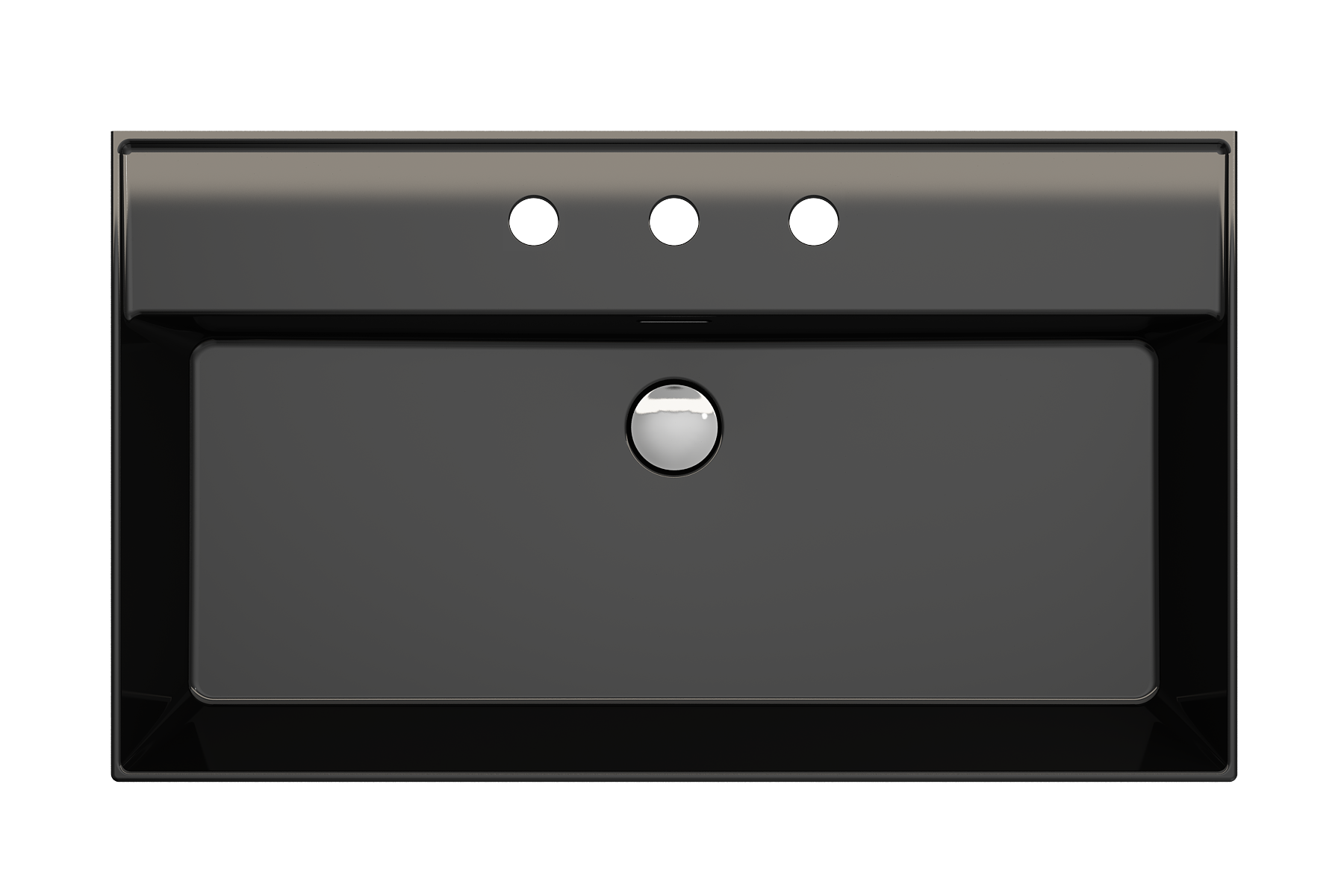 BOCCHI Milano 32" Rectangle Wallmount Fireclay Bathroom Sink, Black, 3 Faucet Hole, 1377-005-0127