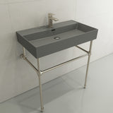 BOCCHI Milano 32" Rectangle Wallmount Fireclay Bathroom Sink, Matte Gray, Single Faucet Hole, 1377-006-0126