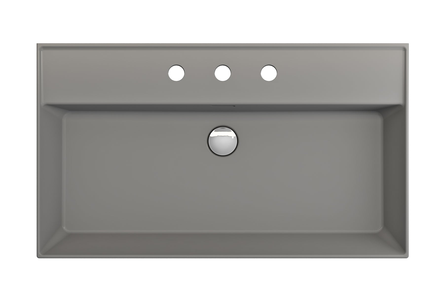 BOCCHI Milano 32" Rectangle Wallmount Fireclay Bathroom Sink, Matte Gray, 3 Faucet Hole, 1377-006-0127