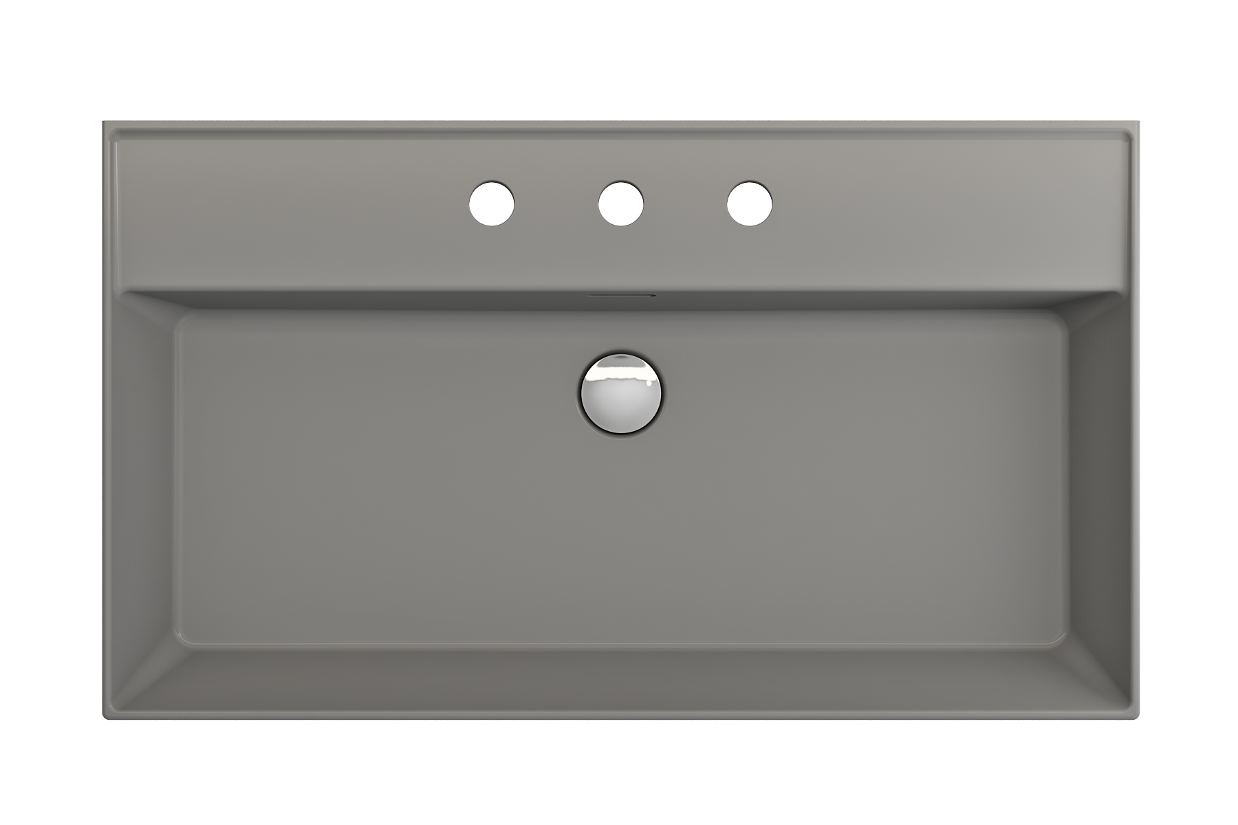BOCCHI Milano 32" Rectangle Wallmount Fireclay Bathroom Sink, Matte Gray, 3 Faucet Hole, 1377-006-0127