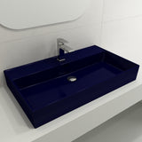 BOCCHI Milano 32" Rectangle Wallmount Fireclay Bathroom Sink, Sapphire Blue, Single Faucet Hole, 1377-010-0126