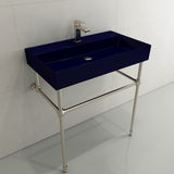 BOCCHI Milano 32" Rectangle Wallmount Fireclay Bathroom Sink, Sapphire Blue, Single Faucet Hole, 1377-010-0126