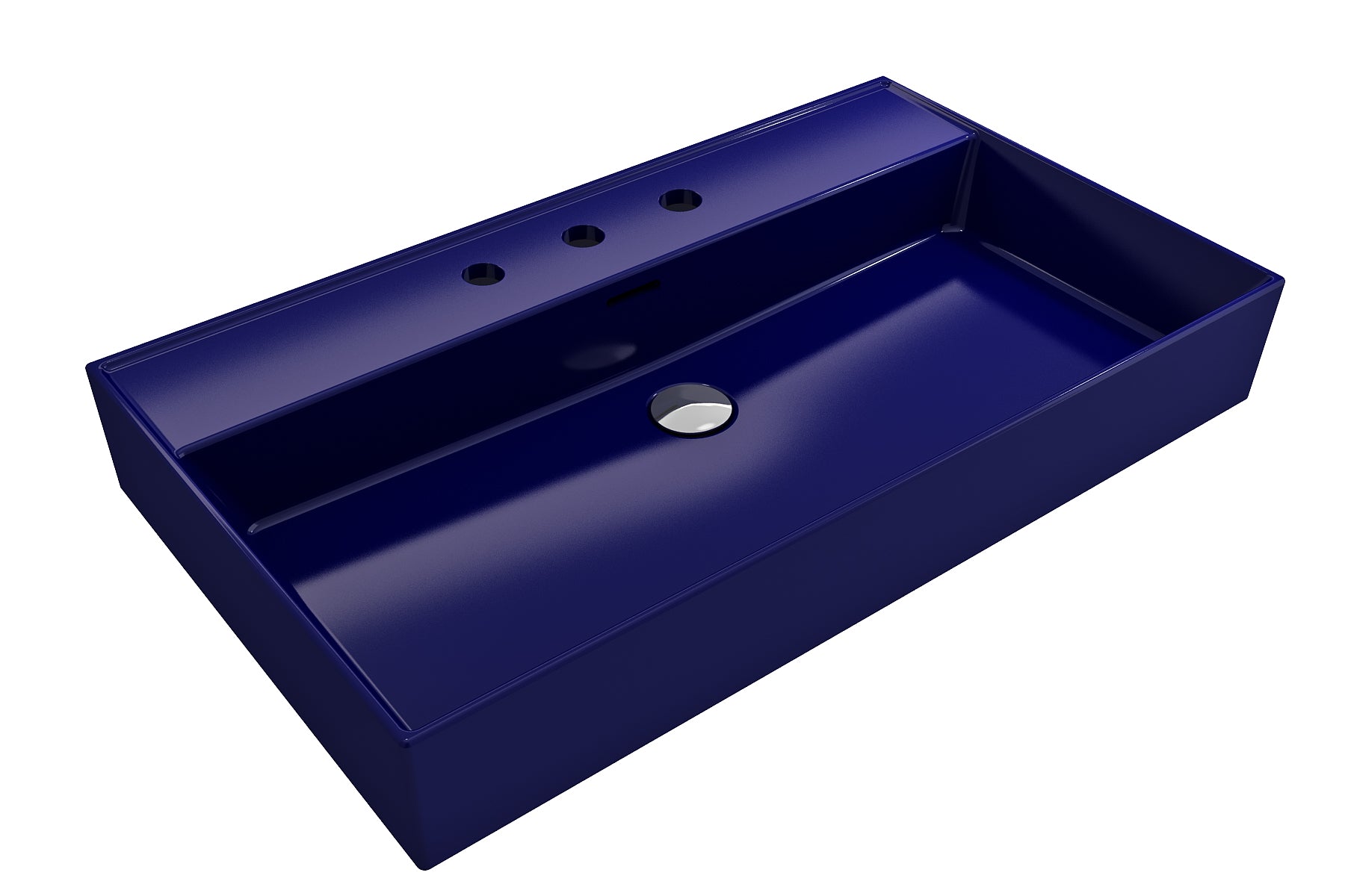 BOCCHI Milano 32" Rectangle Wallmount Fireclay Bathroom Sink, Sapphire Blue, 3 Faucet Hole, 1377-010-0127
