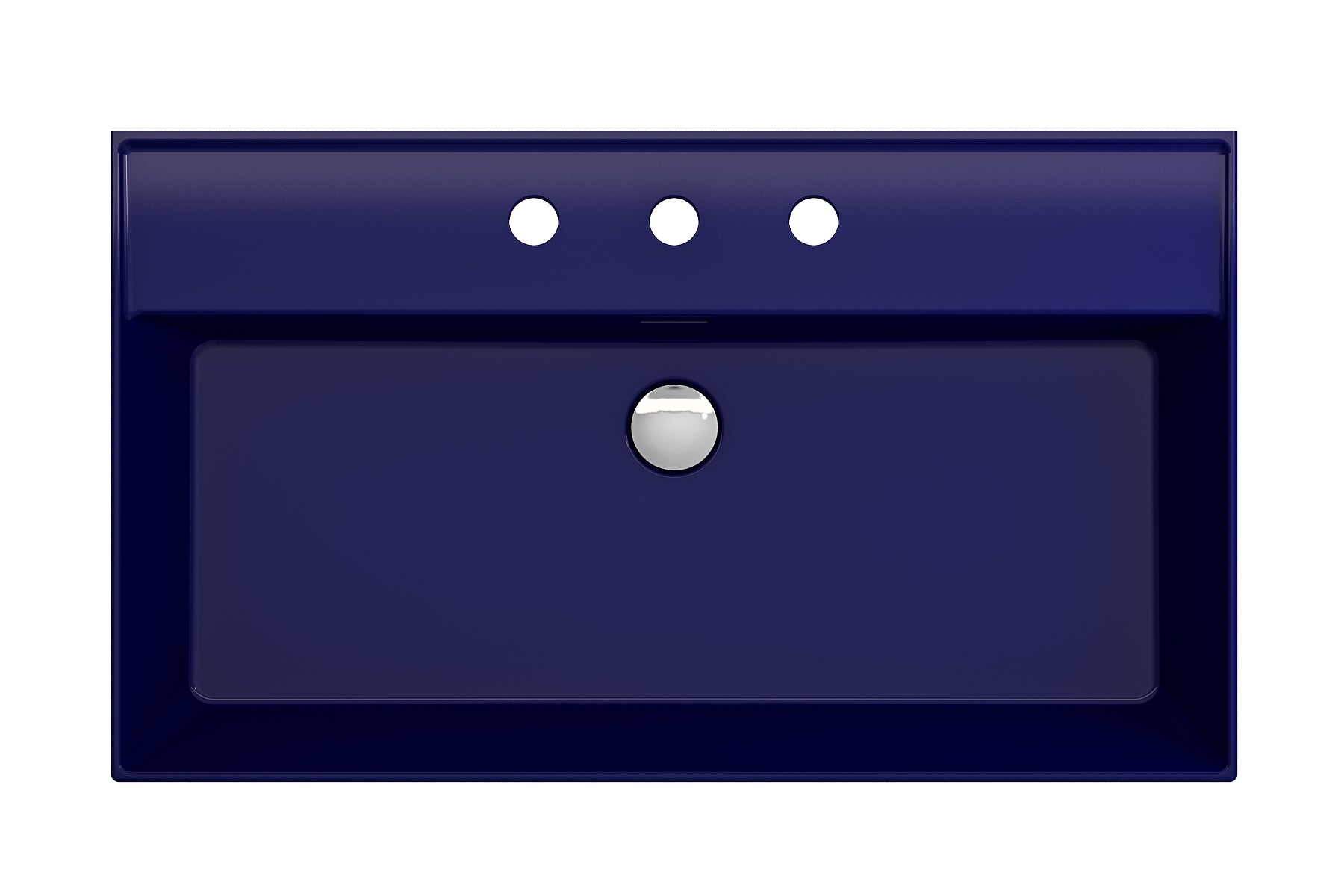 BOCCHI Milano 32" Rectangle Wallmount Fireclay Bathroom Sink, Sapphire Blue, 3 Faucet Hole, 1377-010-0127