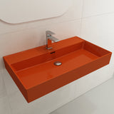 BOCCHI Milano 32" Rectangle Wallmount Fireclay Bathroom Sink, Orange, Single Faucet Hole, 1377-012-0126