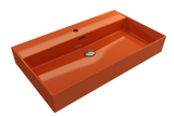 BOCCHI Milano 32" Rectangle Wallmount Fireclay Bathroom Sink, Orange, Single Faucet Hole, 1377-012-0126