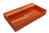 BOCCHI Milano 32" Rectangle Wallmount Fireclay Bathroom Sink, Orange, Single Faucet Hole, 1377-012-0126