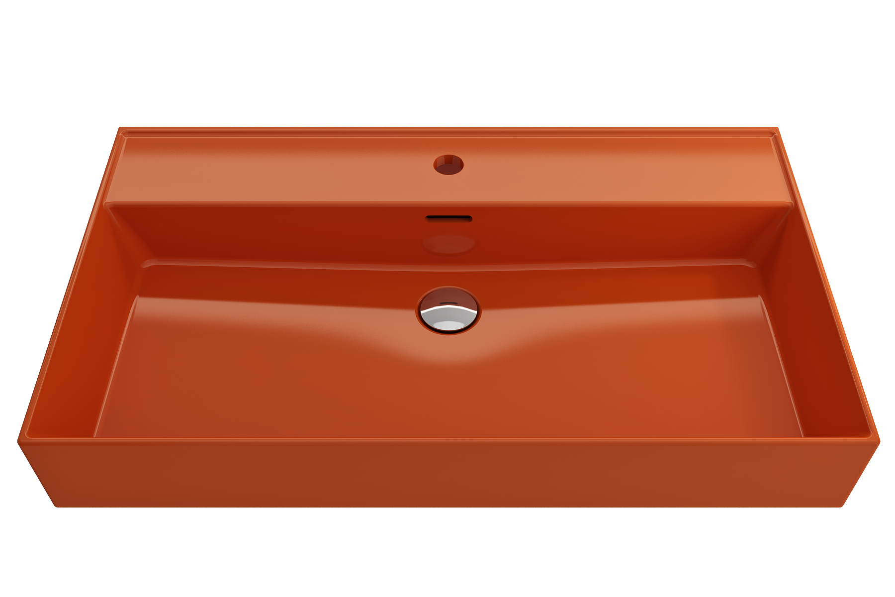 BOCCHI Milano 32" Rectangle Wallmount Fireclay Bathroom Sink, Orange, Single Faucet Hole, 1377-012-0126