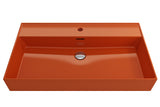 BOCCHI Milano 32" Rectangle Wallmount Fireclay Bathroom Sink, Orange, Single Faucet Hole, 1377-012-0126