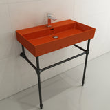 BOCCHI Milano 32" Rectangle Wallmount Fireclay Bathroom Sink, Orange, Single Faucet Hole, 1377-012-0126