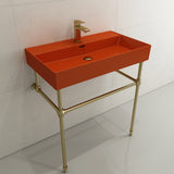BOCCHI Milano 32" Rectangle Wallmount Fireclay Bathroom Sink, Orange, Single Faucet Hole, 1377-012-0126