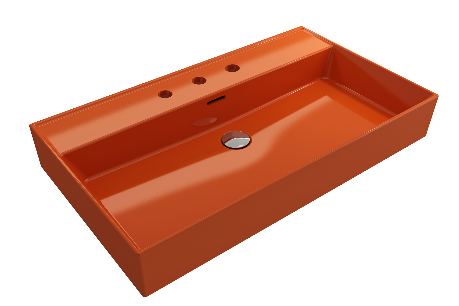 BOCCHI Milano 32" Rectangle Wallmount Fireclay Bathroom Sink, Orange, 3 Faucet Hole, 1377-012-0127