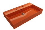 BOCCHI Milano 32" Rectangle Wallmount Fireclay Bathroom Sink, Orange, 3 Faucet Hole, 1377-012-0127