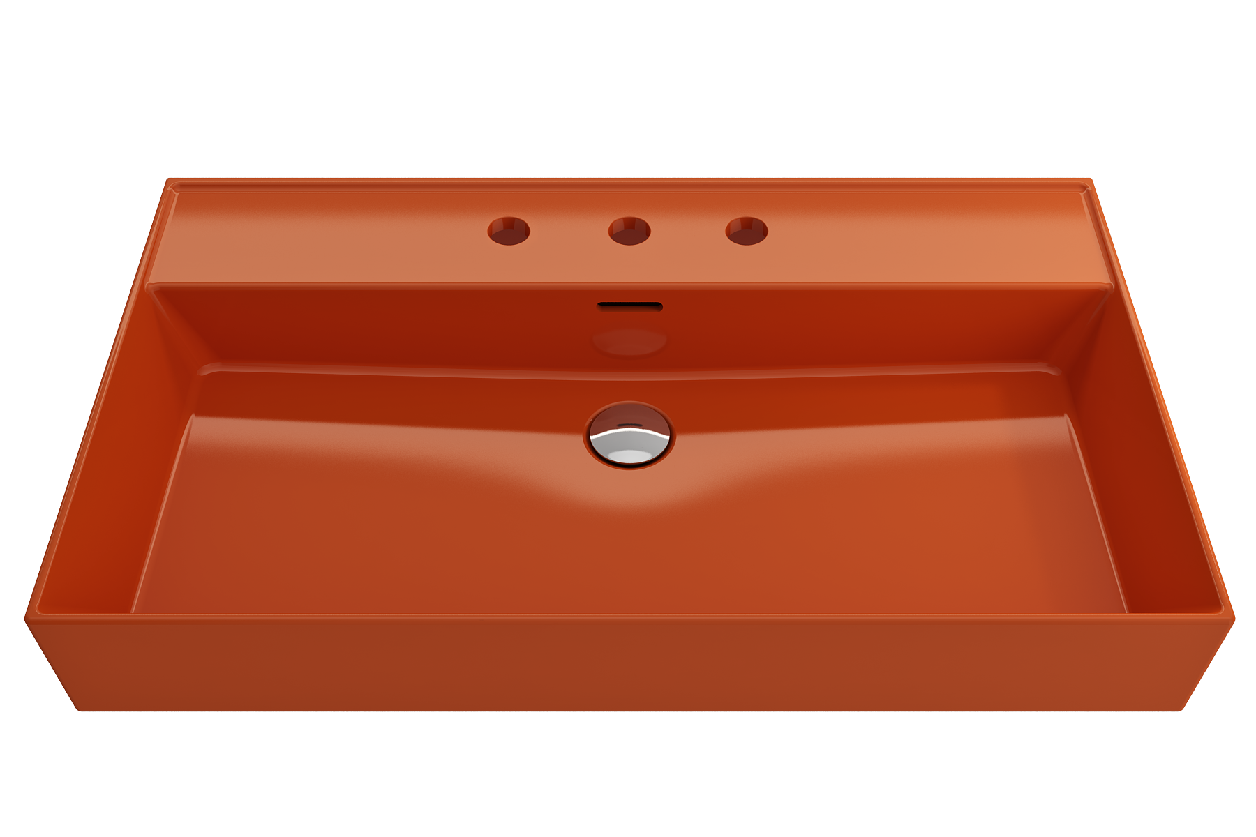 BOCCHI Milano 32" Rectangle Wallmount Fireclay Bathroom Sink, Orange, 3 Faucet Hole, 1377-012-0127