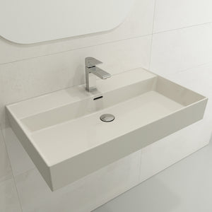 Alternate Image for BOCCHI Milano 32" Rectangle Wallmount Fireclay Bathroom Sink, Biscuit, Single Faucet Hole, 1377-014-0126
