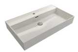 BOCCHI Milano 32" Rectangle Wallmount Fireclay Bathroom Sink, Biscuit, Single Faucet Hole, 1377-014-0126