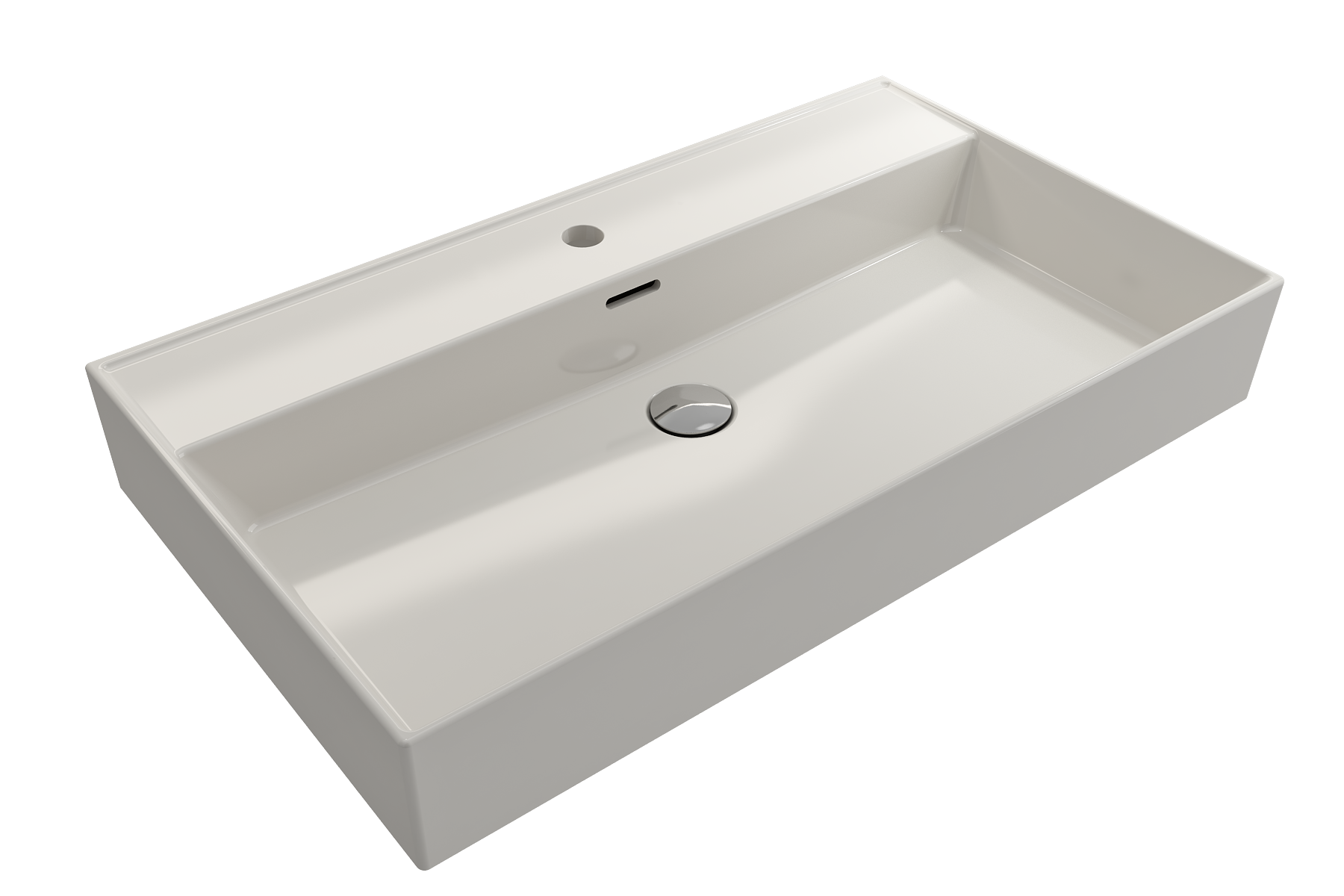BOCCHI Milano 32" Rectangle Wallmount Fireclay Bathroom Sink, Biscuit, Single Faucet Hole, 1377-014-0126