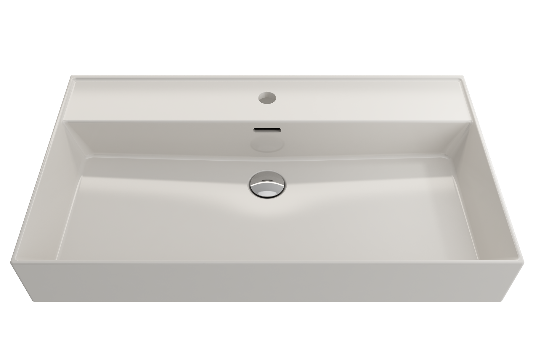 BOCCHI Milano 32" Rectangle Wallmount Fireclay Bathroom Sink, Biscuit, Single Faucet Hole, 1377-014-0126