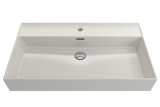 BOCCHI Milano 32" Rectangle Wallmount Fireclay Bathroom Sink, Biscuit, Single Faucet Hole, 1377-014-0126