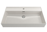 BOCCHI Milano 32" Rectangle Wallmount Fireclay Bathroom Sink, Biscuit, Single Faucet Hole, 1377-014-0126