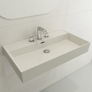 Alternate Image for BOCCHI Milano 32" Rectangle Wallmount Fireclay Bathroom Sink, Biscuit, 3 Faucet Hole, 1377-014-0127