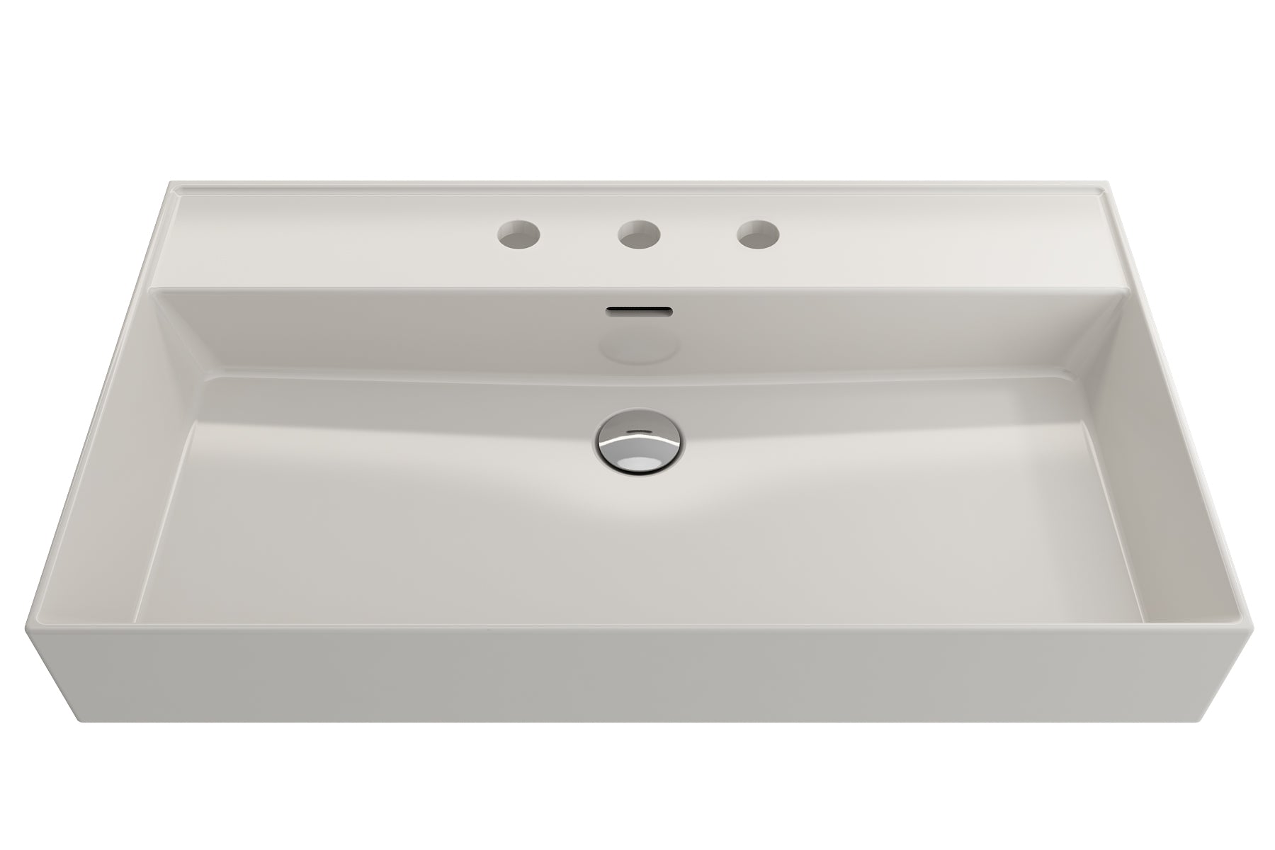 BOCCHI Milano 32" Rectangle Wallmount Fireclay Bathroom Sink, Biscuit, 3 Faucet Hole, 1377-014-0127