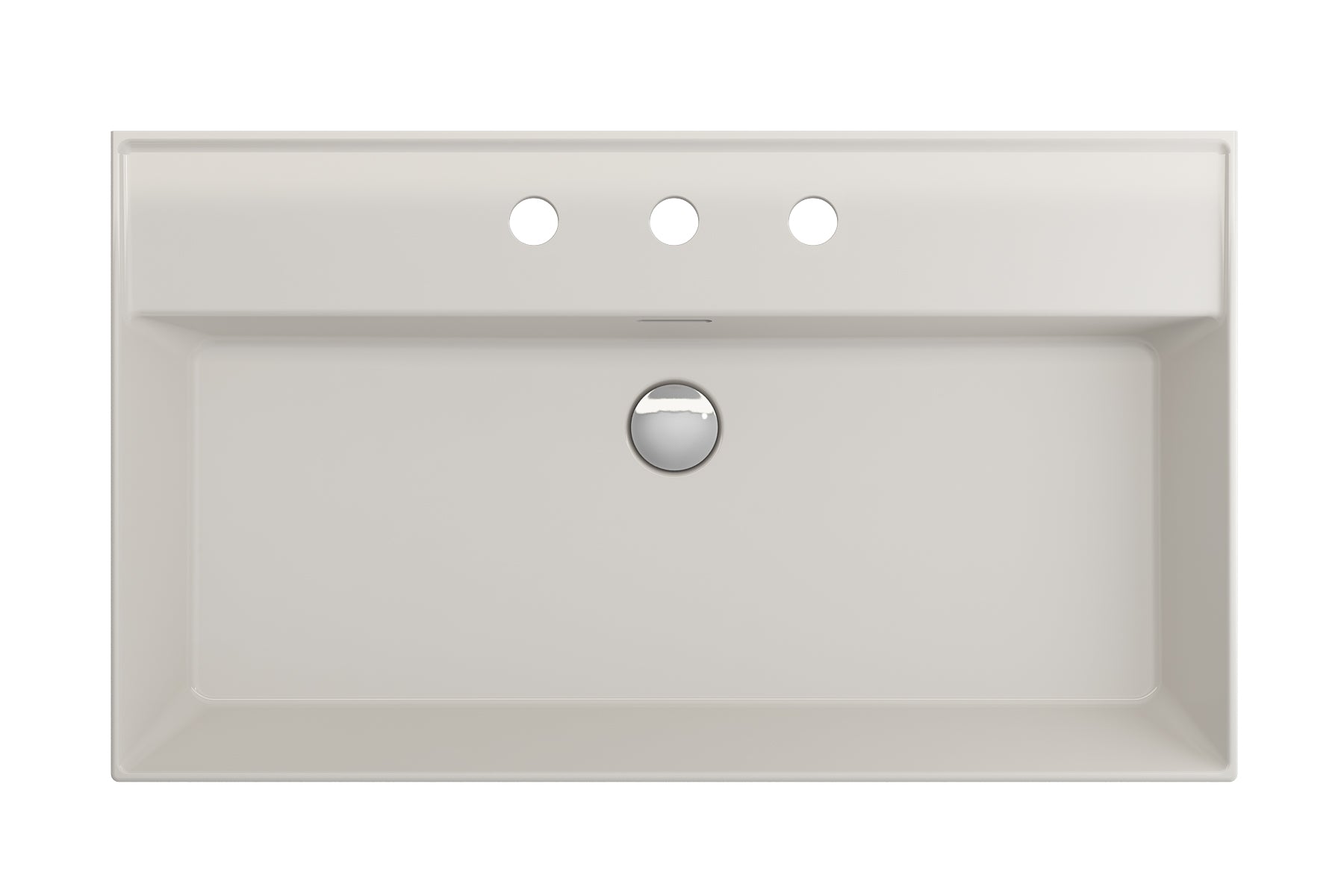 BOCCHI Milano 32" Rectangle Wallmount Fireclay Bathroom Sink, Biscuit, 3 Faucet Hole, 1377-014-0127