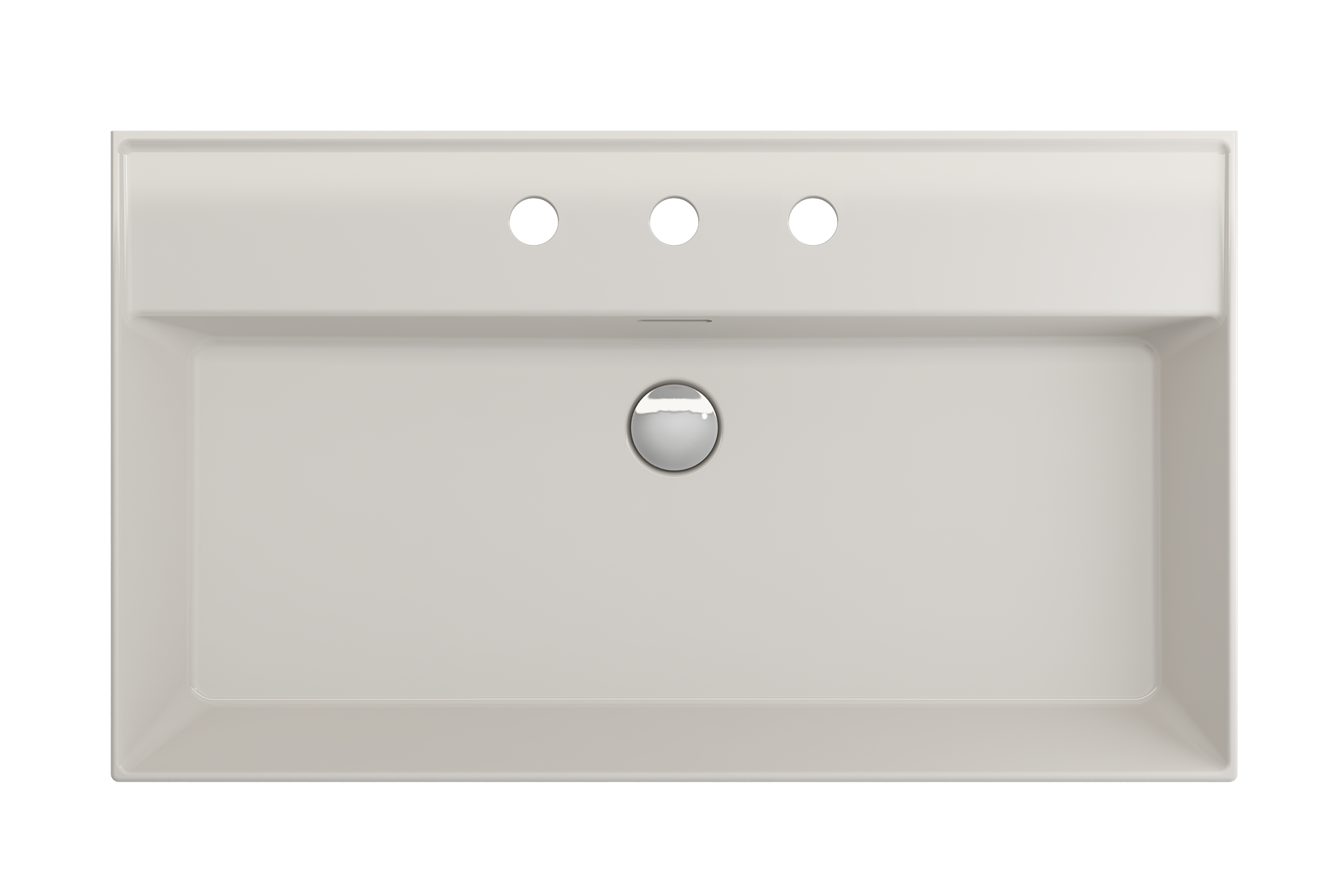 BOCCHI Milano 32" Rectangle Wallmount Fireclay Bathroom Sink, Biscuit, 3 Faucet Hole, 1377-014-0127