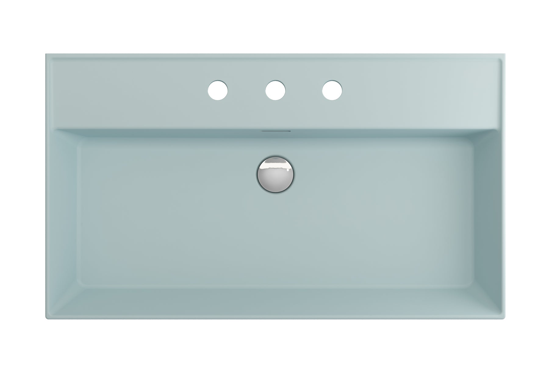 BOCCHI Milano 32" Rectangle Wallmount Fireclay Bathroom Sink, Matte Ice Blue, 3 Faucet Hole, 1377-029-0127