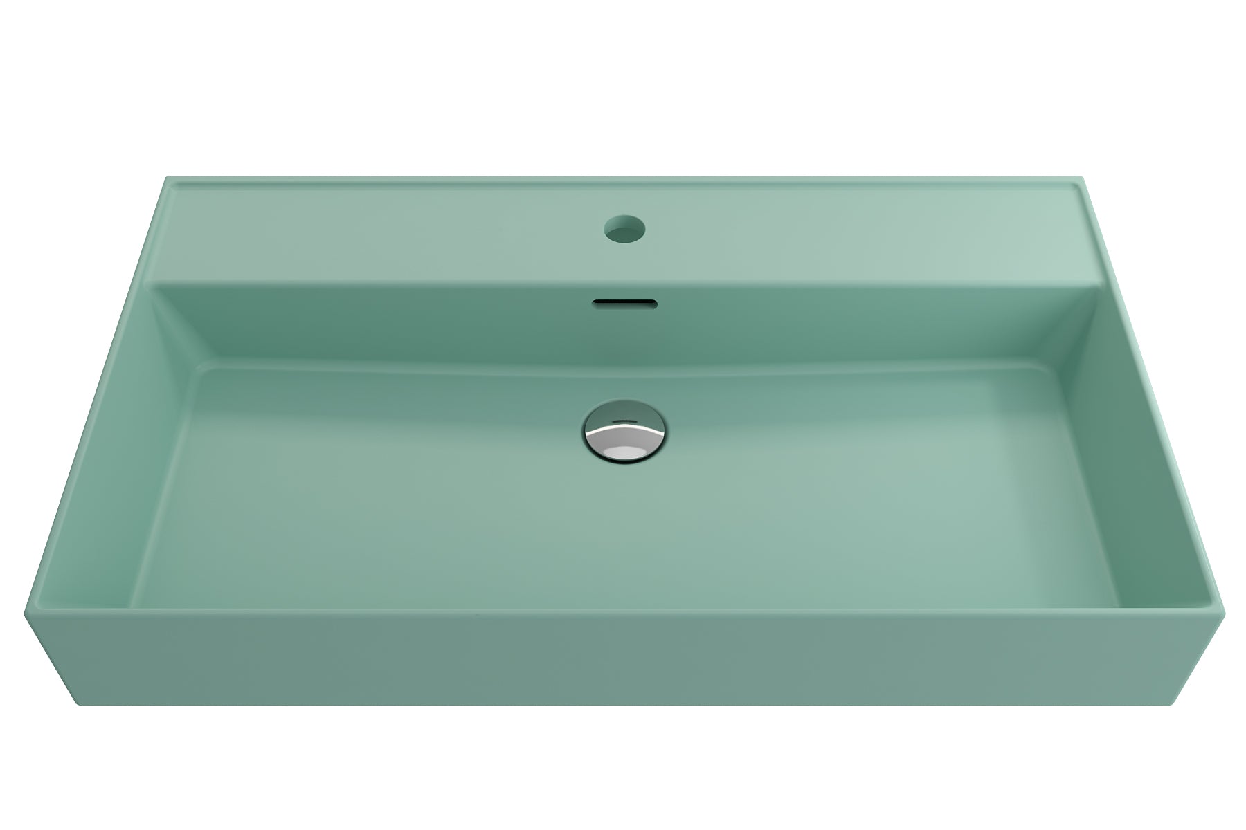 BOCCHI Milano 32" Rectangle Wallmount Fireclay Bathroom Sink, Matte Mint Green, Single Faucet Hole, 1377-033-0126