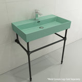 BOCCHI Milano 32" Rectangle Wallmount Fireclay Bathroom Sink, Matte Mint Green, Single Faucet Hole, 1377-033-0126