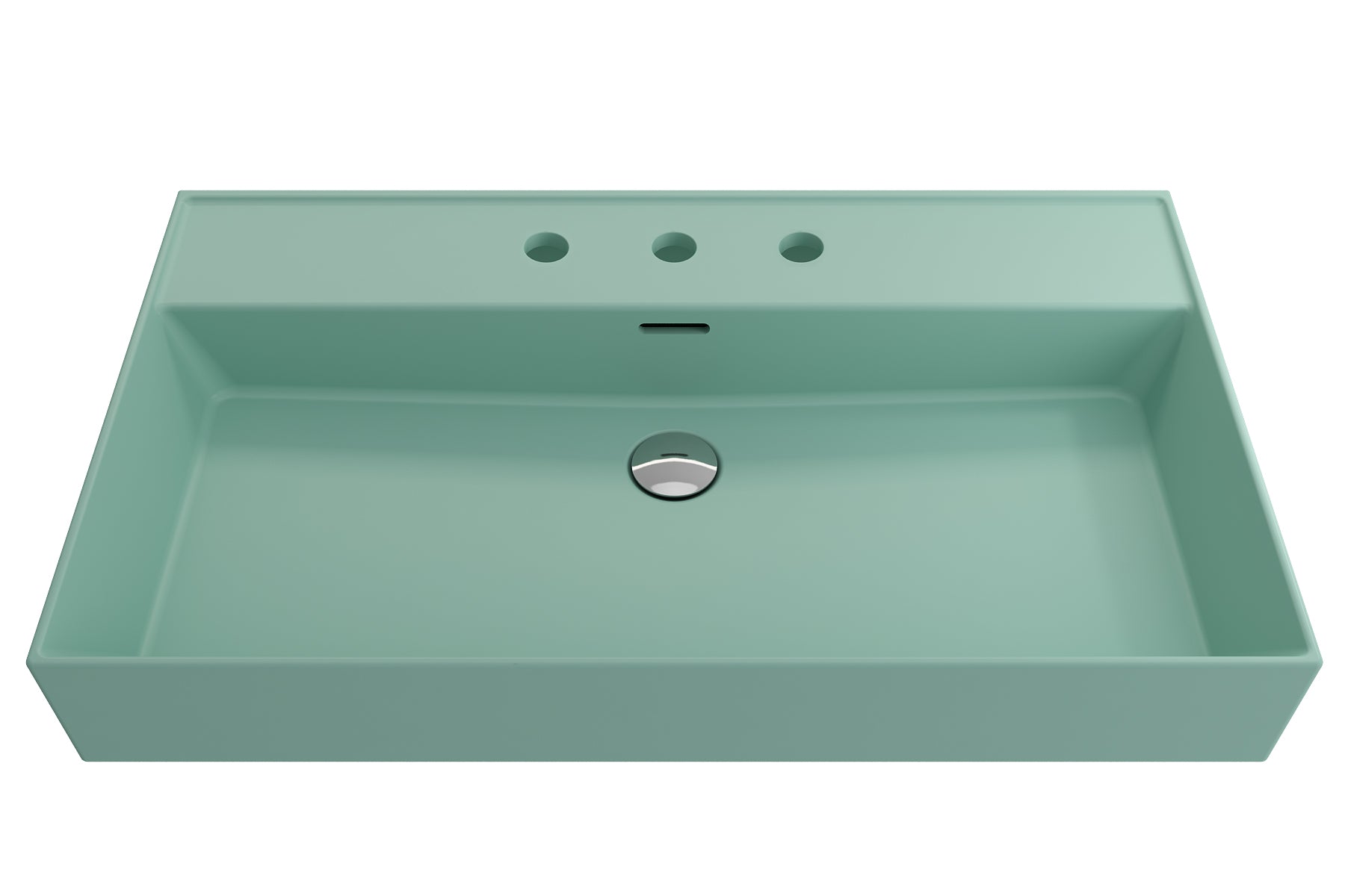 BOCCHI Milano 32" Rectangle Wallmount Fireclay Bathroom Sink, Matte Mint Green, 3 Faucet Hole, 1377-033-0127