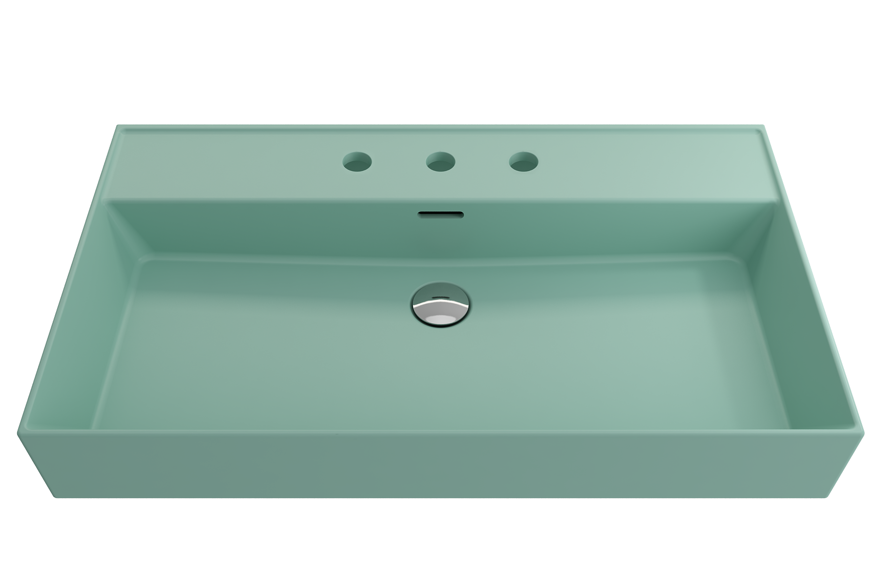 BOCCHI Milano 32" Rectangle Wallmount Fireclay Bathroom Sink, Matte Mint Green, 3 Faucet Hole, 1377-033-0127