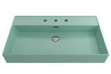 BOCCHI Milano 32" Rectangle Wallmount Fireclay Bathroom Sink, Matte Mint Green, 3 Faucet Hole, 1377-033-0127