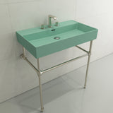 BOCCHI Milano 32" Rectangle Wallmount Fireclay Bathroom Sink, Matte Mint Green, 3 Faucet Hole, 1377-033-0127