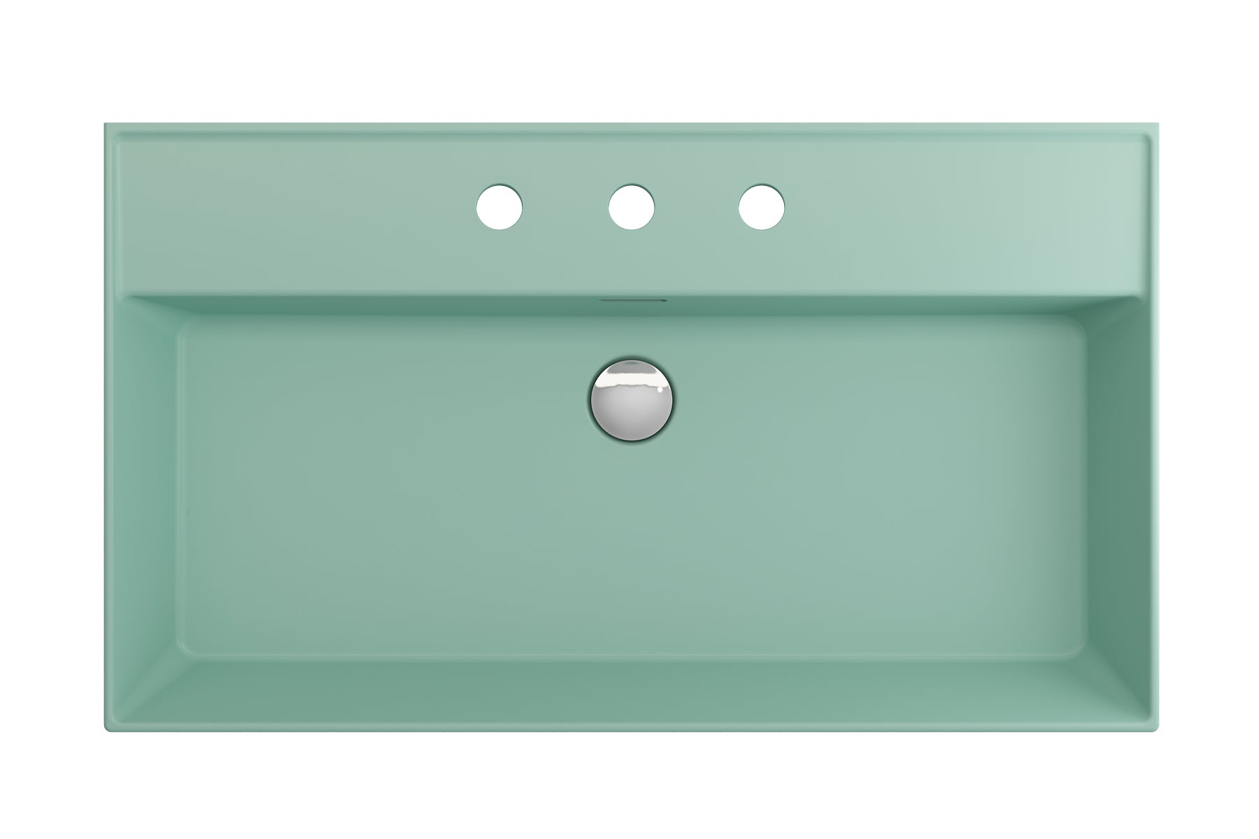 BOCCHI Milano 32" Rectangle Wallmount Fireclay Bathroom Sink, Matte Mint Green, 3 Faucet Hole, 1377-033-0127