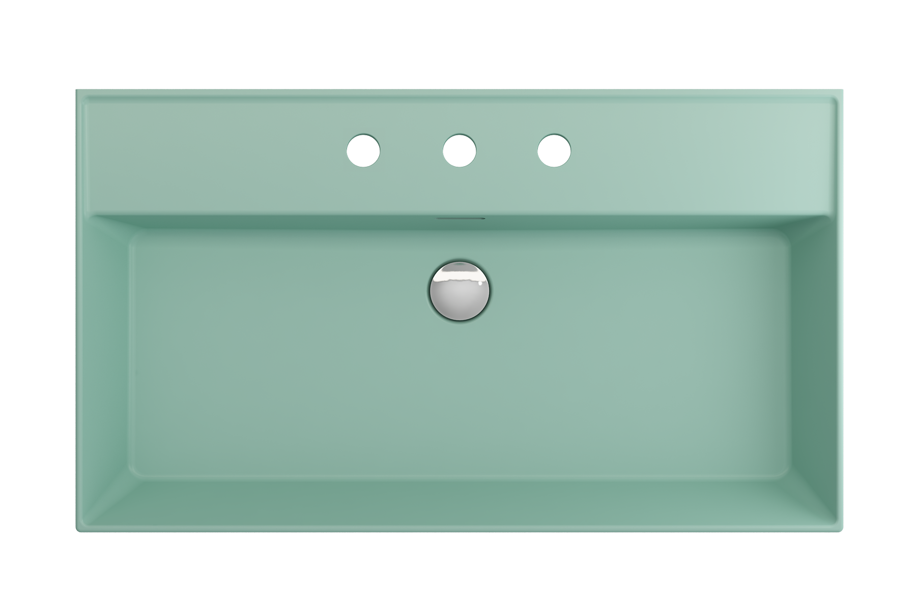 BOCCHI Milano 32" Rectangle Wallmount Fireclay Bathroom Sink, Matte Mint Green, 3 Faucet Hole, 1377-033-0127