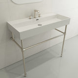 BOCCHI Milano 40" Rectangle Wallmount Fireclay Bathroom Sink, White, 3 Faucet Hole, 1378-001-0127