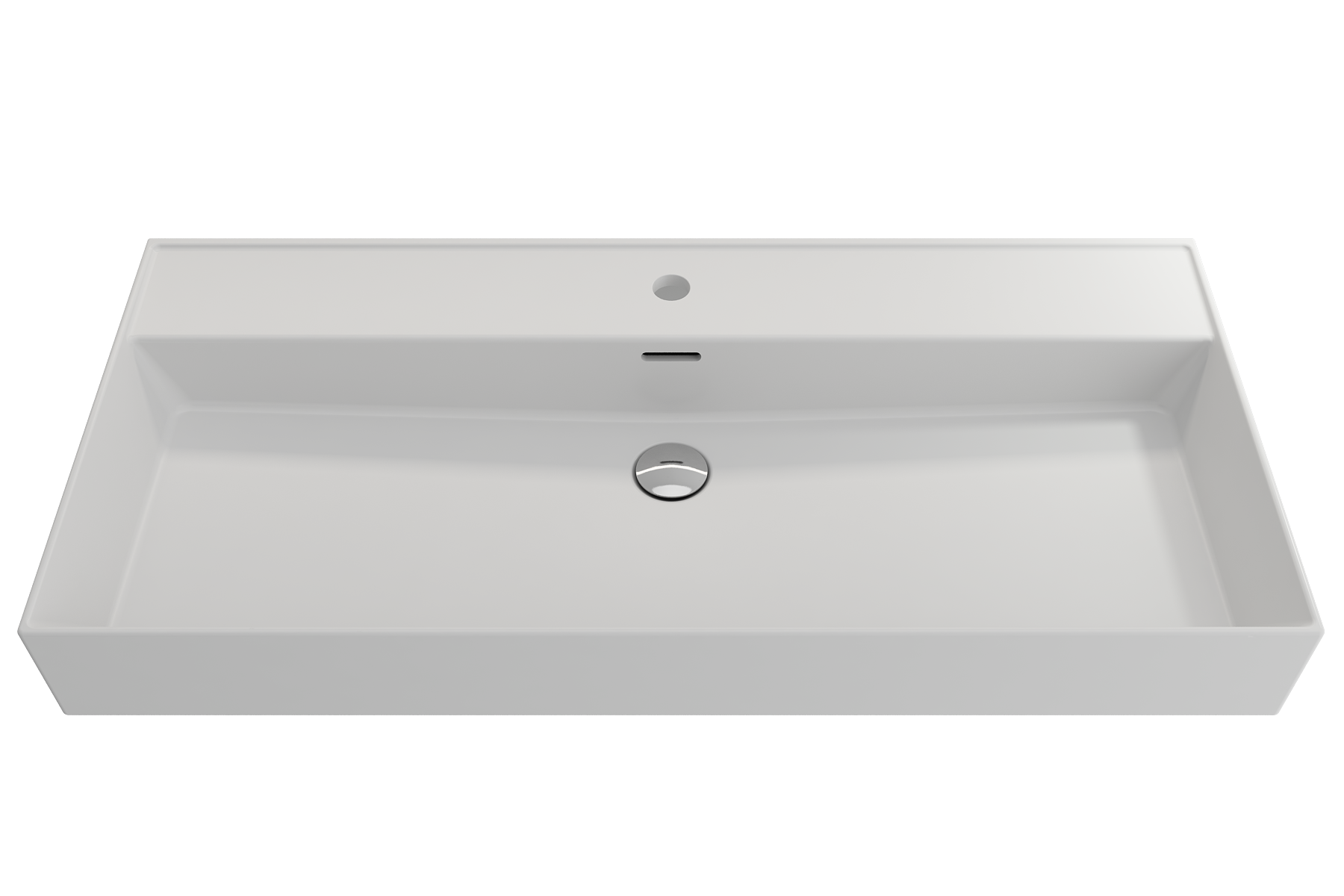 BOCCHI Milano 40" Rectangle Wallmount Fireclay Bathroom Sink, Matte White, Single Faucet Hole, 1378-002-0126
