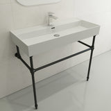BOCCHI Milano 40" Rectangle Wallmount Fireclay Bathroom Sink, Matte White, Single Faucet Hole, 1378-002-0126