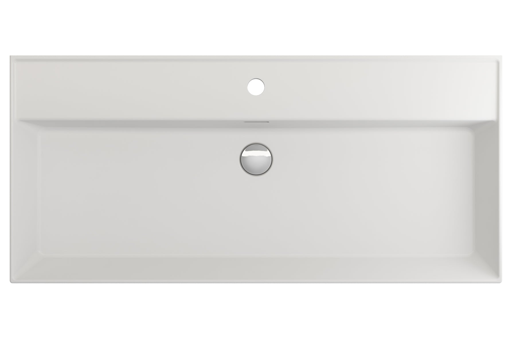 BOCCHI Milano 40" Rectangle Wallmount Fireclay Bathroom Sink, Matte White, Single Faucet Hole, 1378-002-0126