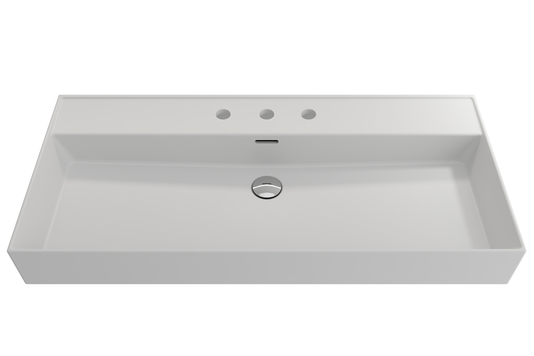 BOCCHI Milano 40" Rectangle Wallmount Fireclay Bathroom Sink, Matte White, 3 Faucet Hole, 1378-002-0127