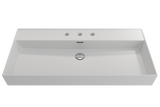 BOCCHI Milano 40" Rectangle Wallmount Fireclay Bathroom Sink, Matte White, 3 Faucet Hole, 1378-002-0127