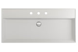 BOCCHI Milano 40" Rectangle Wallmount Fireclay Bathroom Sink, Matte White, 3 Faucet Hole, 1378-002-0127