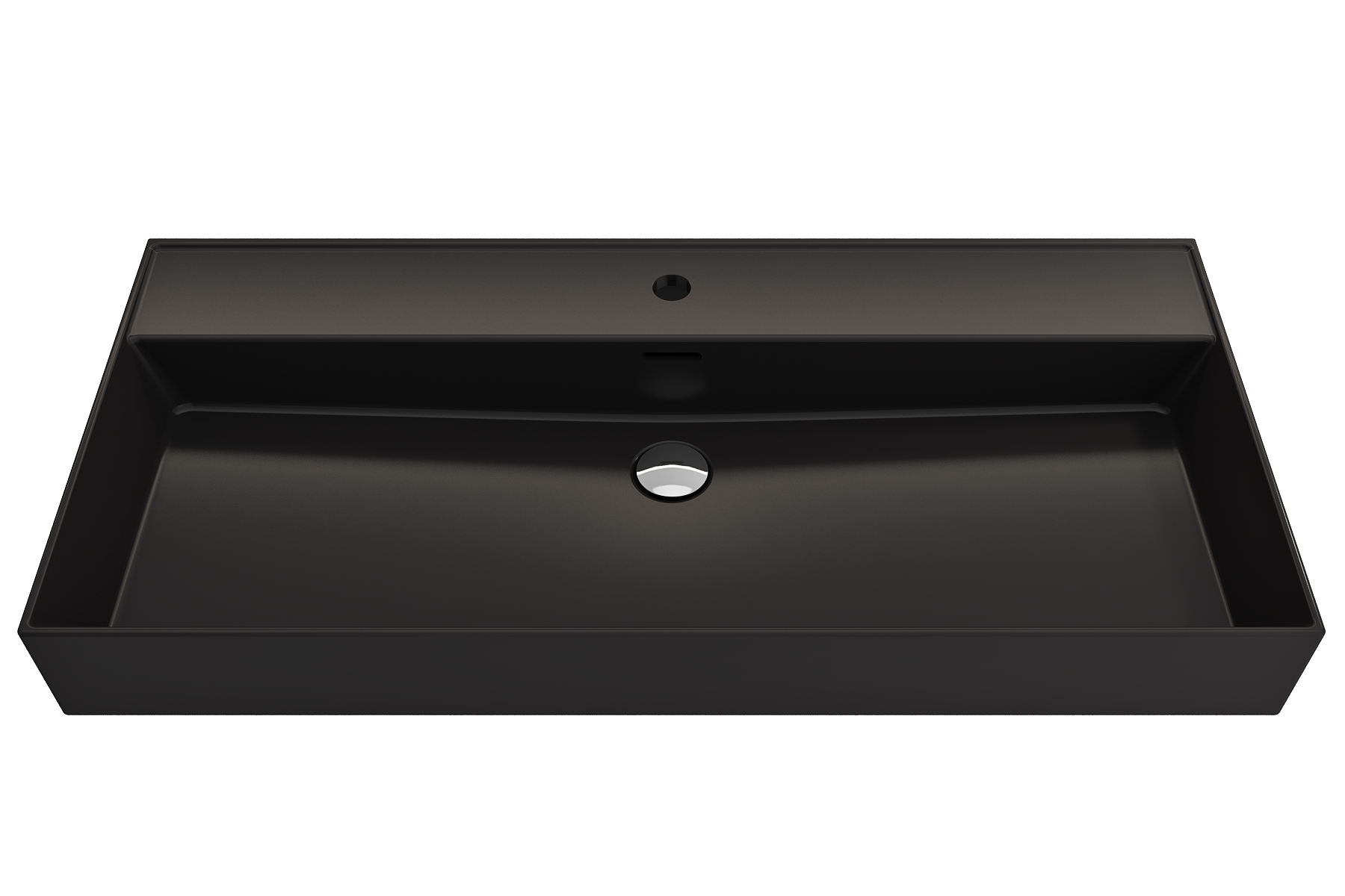 BOCCHI Milano 40" Rectangle Wallmount Fireclay Bathroom Sink, Matte Black, Single Faucet Hole, 1378-004-0126